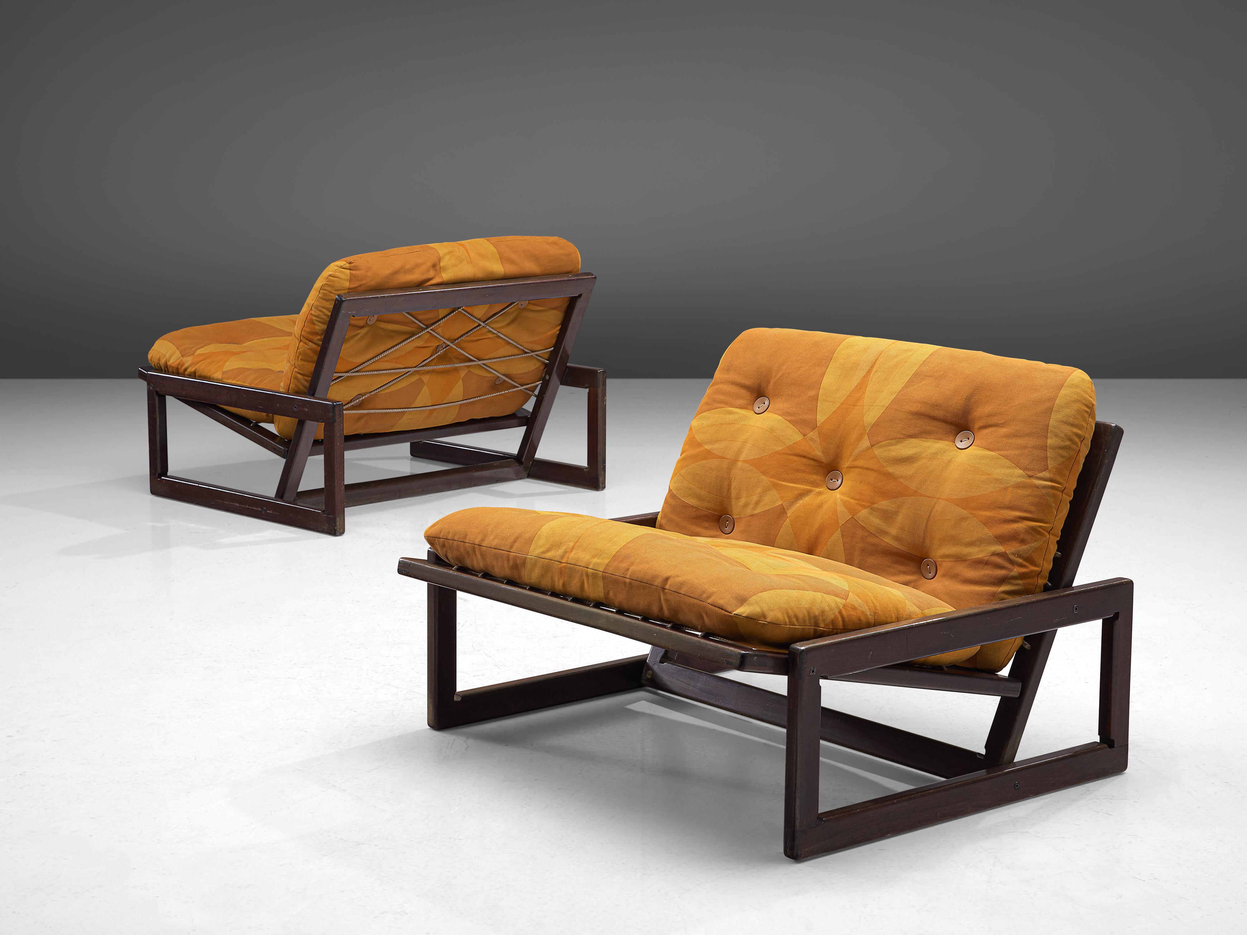 Afra & Tobia Scarpa for Cassina, set of 'Carlotta' easy chairs, lacquered wood and rope, Italy, 1967

Pair of 'Carlotta' easy chairs designed by Afra and Tobia Scarpa for Cassina. The chairs feature a geometric, cubic frame, build up from four