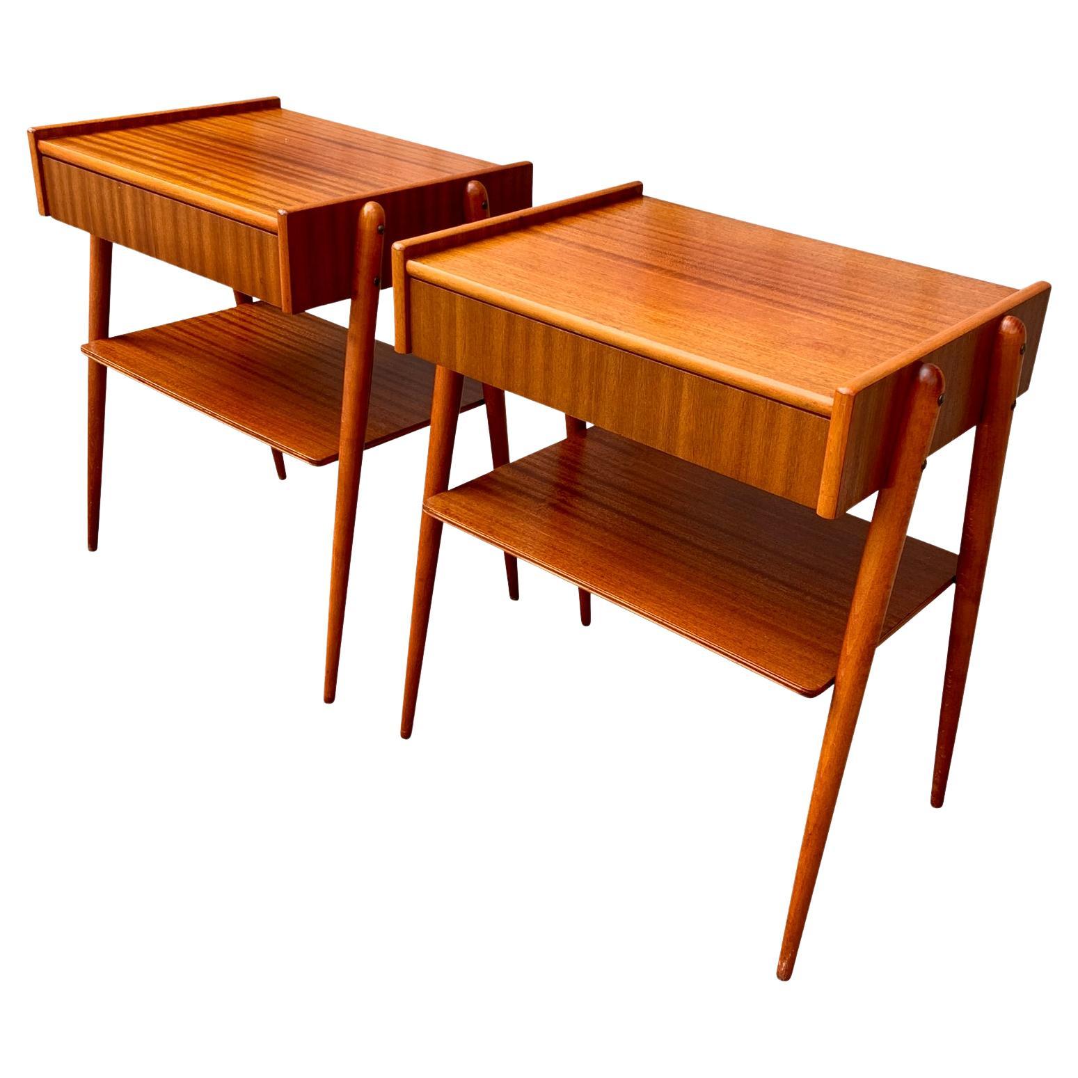 Pair of John Stuart MidCentury Modern White and Chrome Decorated