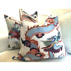 Pair of Carlton V “Puff” in Lapis and Berry Down-Filled Pillows