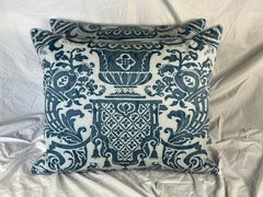 Custom Fortuny Pillows in Carnavalet Pattern, Blue & White