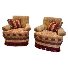 Used Pair of Carol Hicks Bolton Collection by EJ Victor Armchairs w/Ottoman Giltwood 