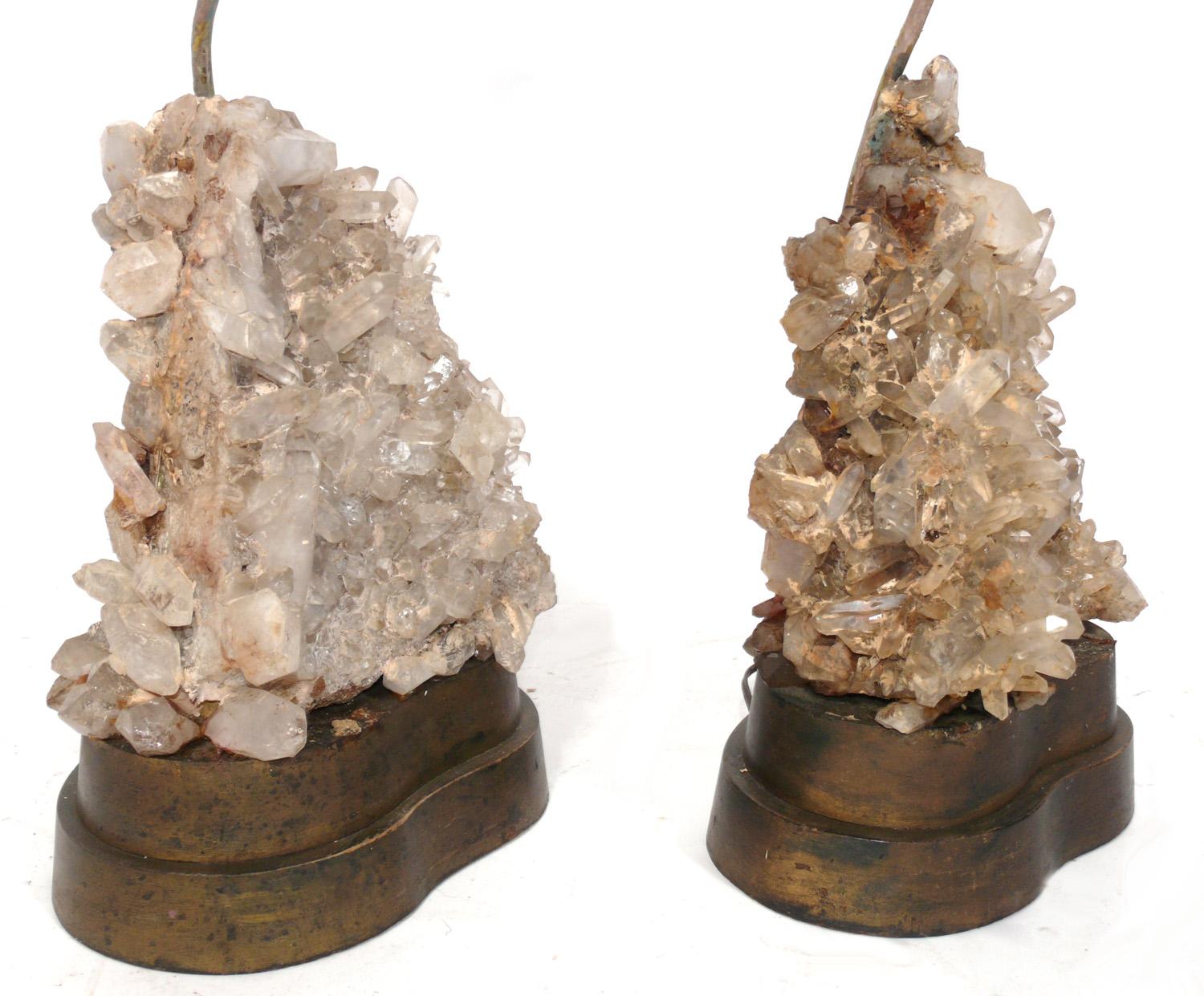 Gilt Pair of Carol Stupell Rock Crystal Lamps
