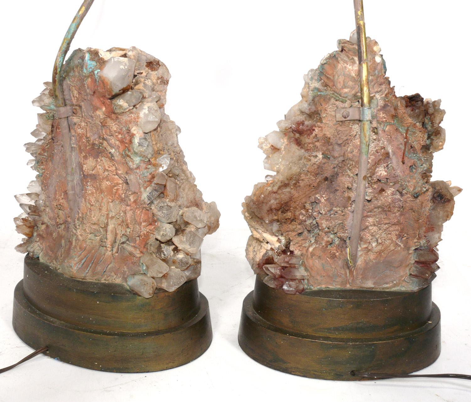 Pair of Carol Stupell Rock Crystal Lamps In Good Condition In Atlanta, GA