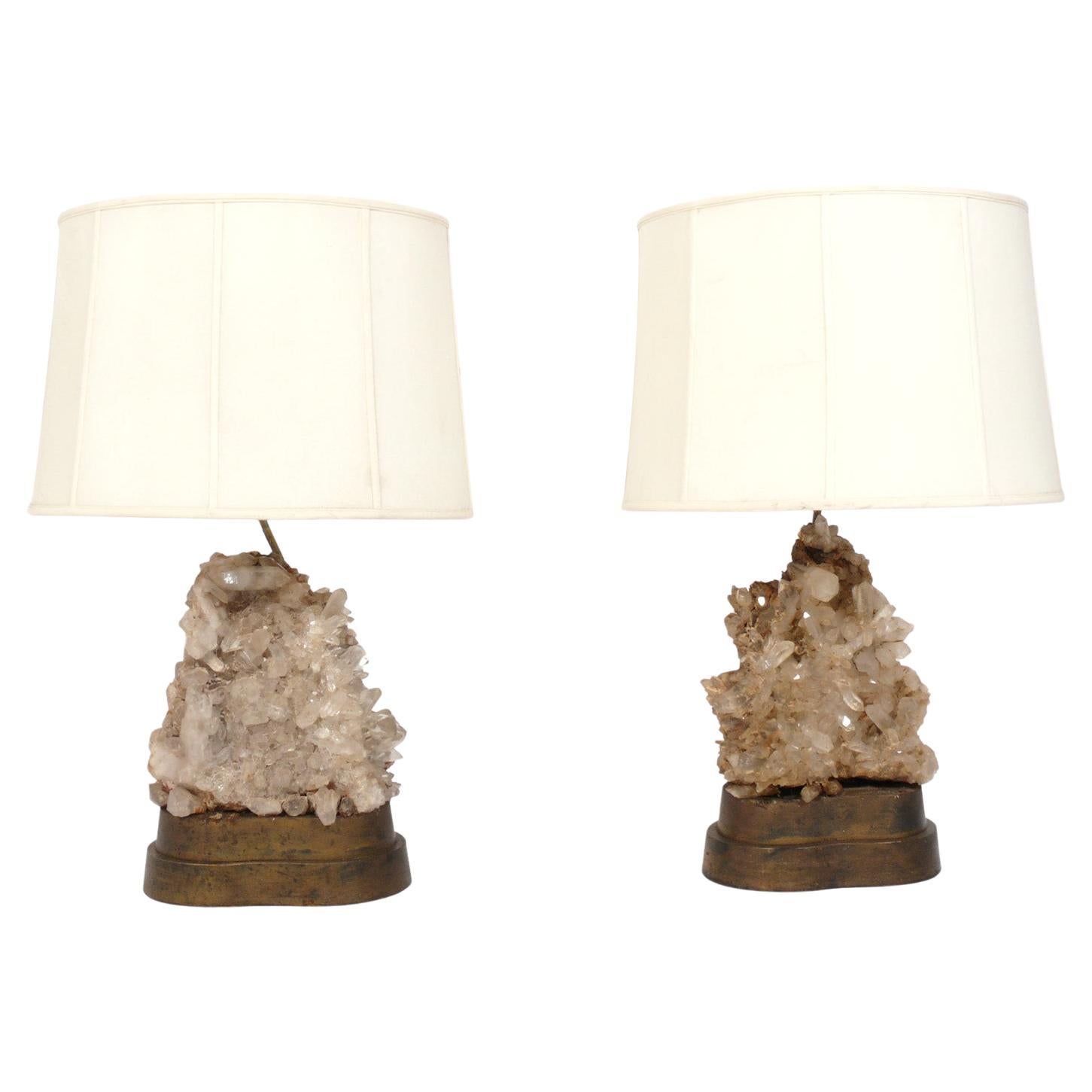 Pair of Carol Stupell Rock Crystal Lamps