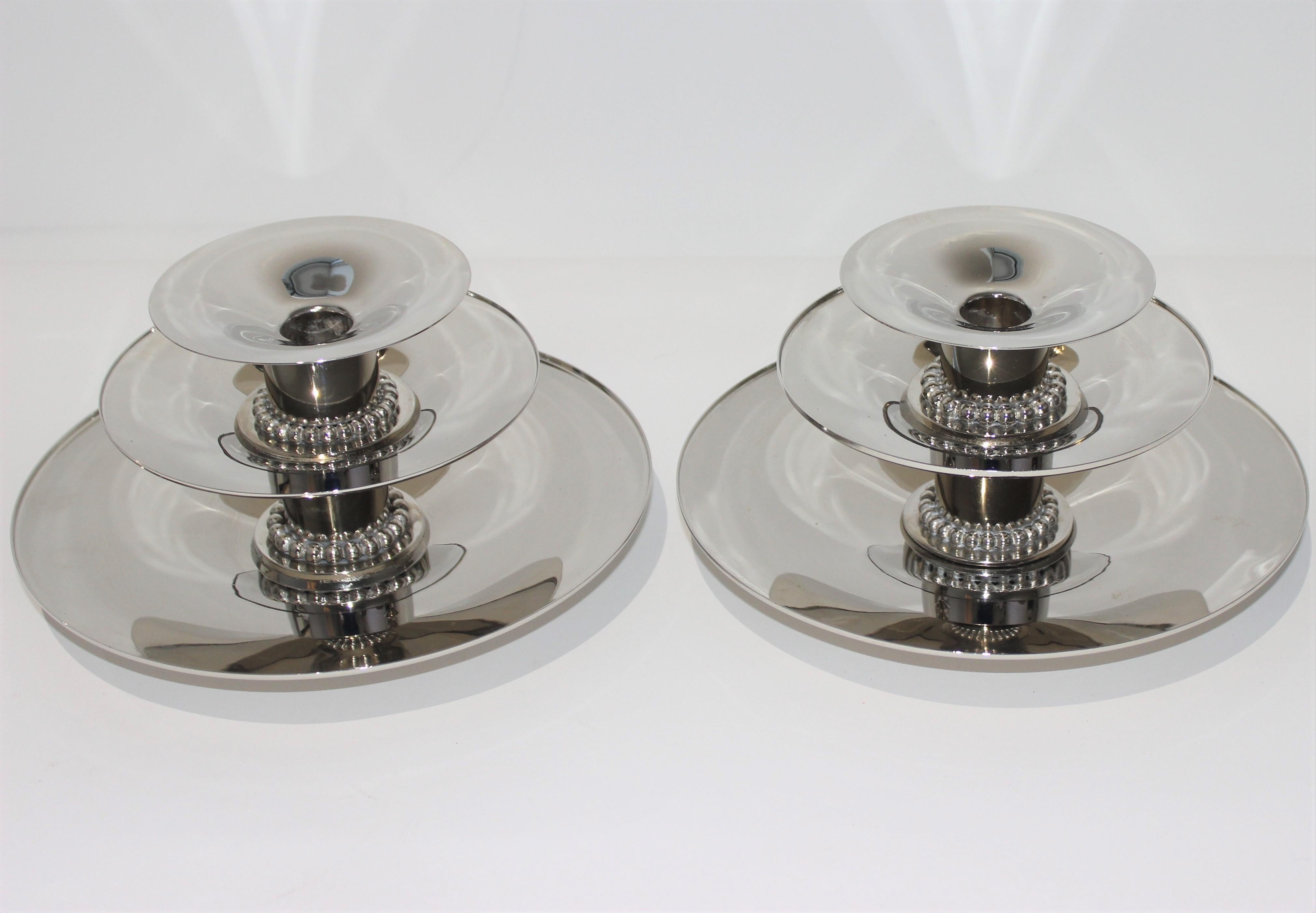 Pair of Carole Stuppell Art Deco Candleholders 3