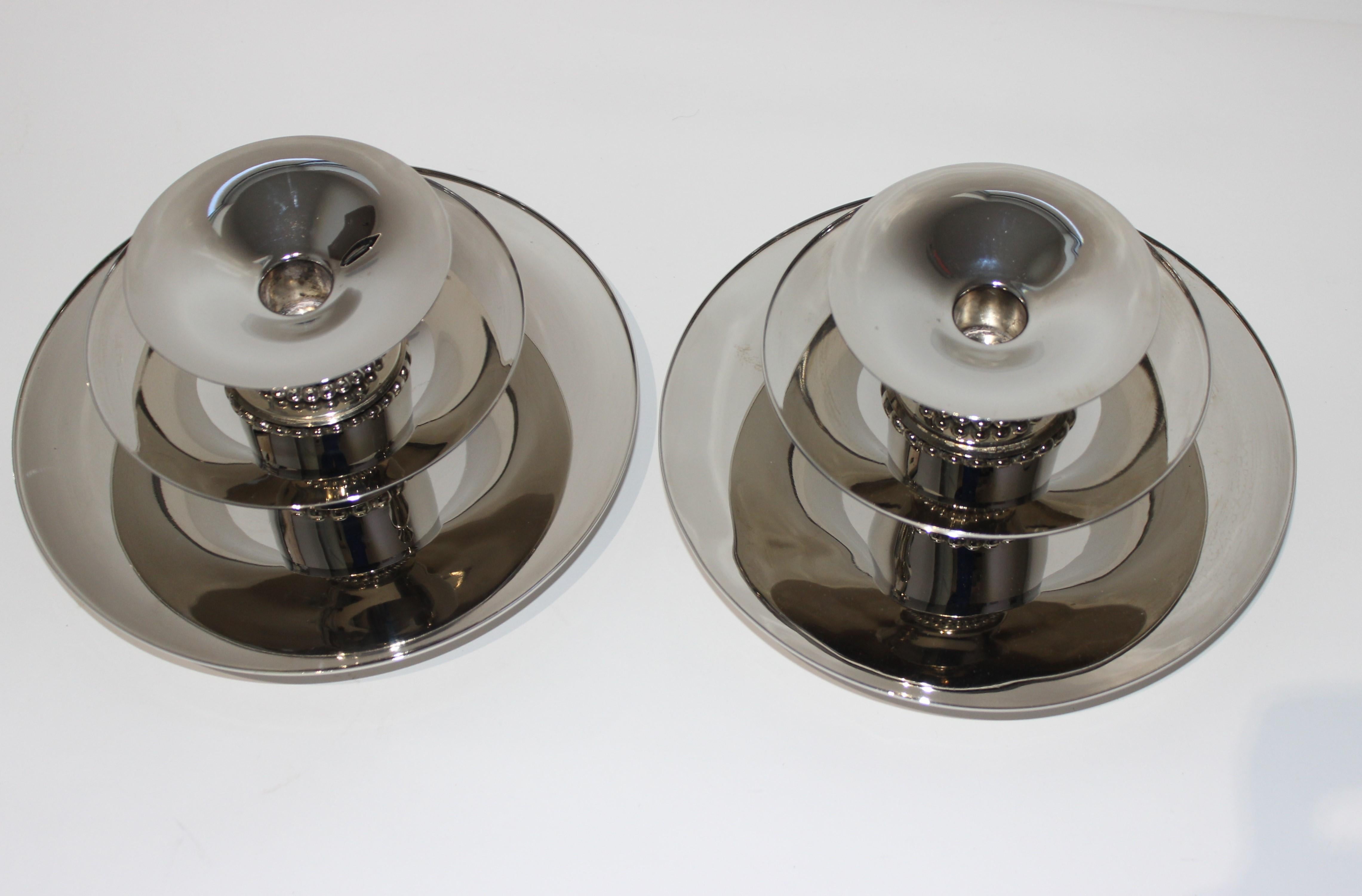 Pair of Carole Stuppell Art Deco Candleholders 2