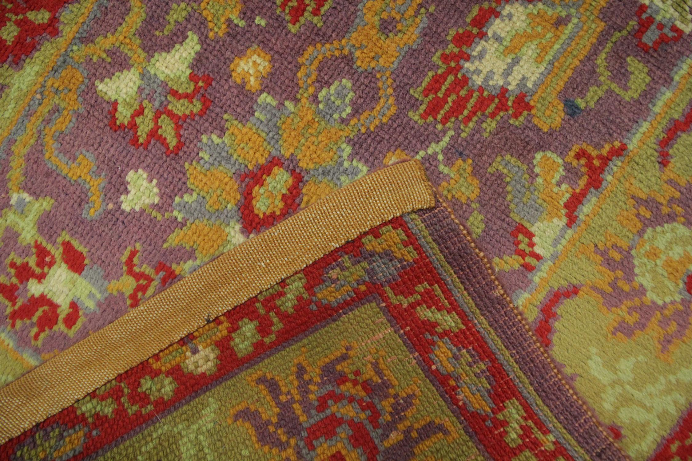 Alfombras Antiguas Vintage Irish Donegal Rugs, Purple/ Yellow Living Room Rugs Sale Inglés en venta