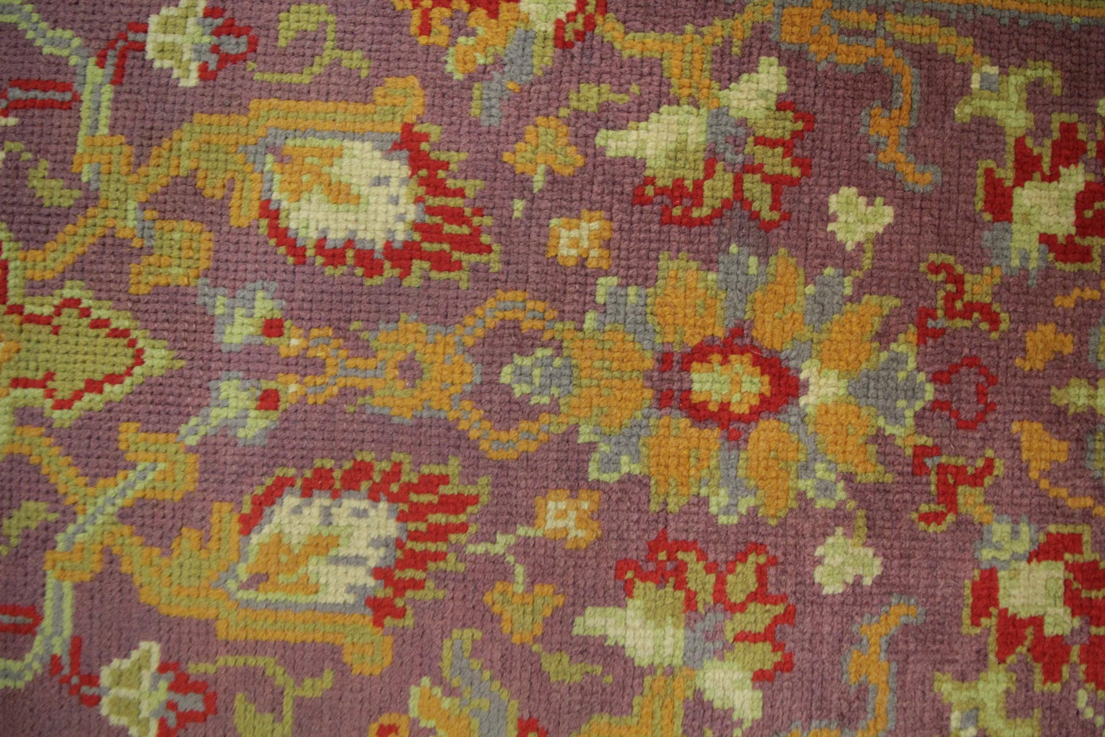 English Pair of Carpet Vintage Irish Donegal Rugs, Purple/ Yellow Living Room Rugs Sale For Sale