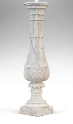 Pair of Carrara Marble Baluster Lamps