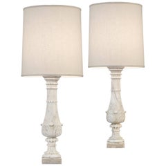 Pair of Carrara Marble Baluster Lamps