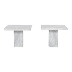 Vintage Pair of Carrara Marble End Tables