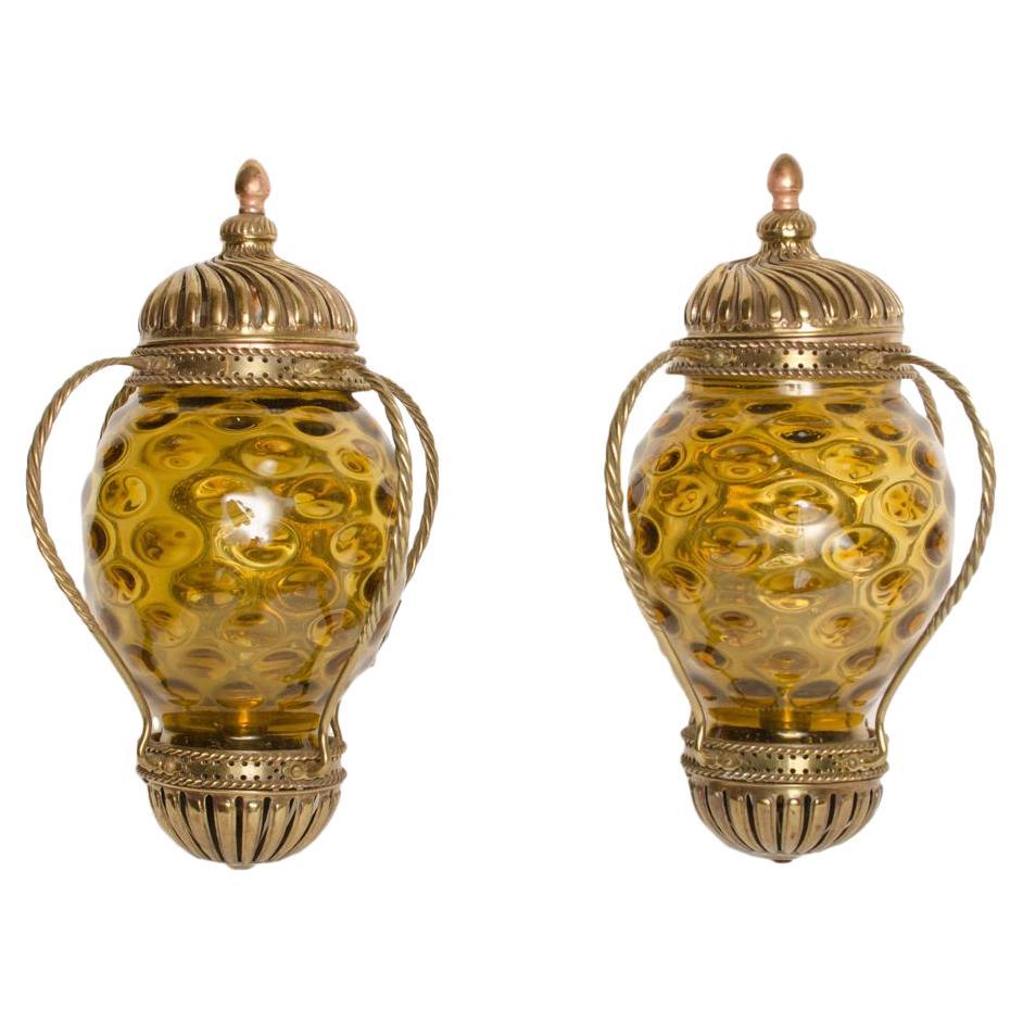 Pair of Carriage Lantern Style Wall Sconces, circa 1890 For Sale