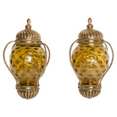 Antique Pair of Carriage Lantern Style Wall Sconces, circa 1890