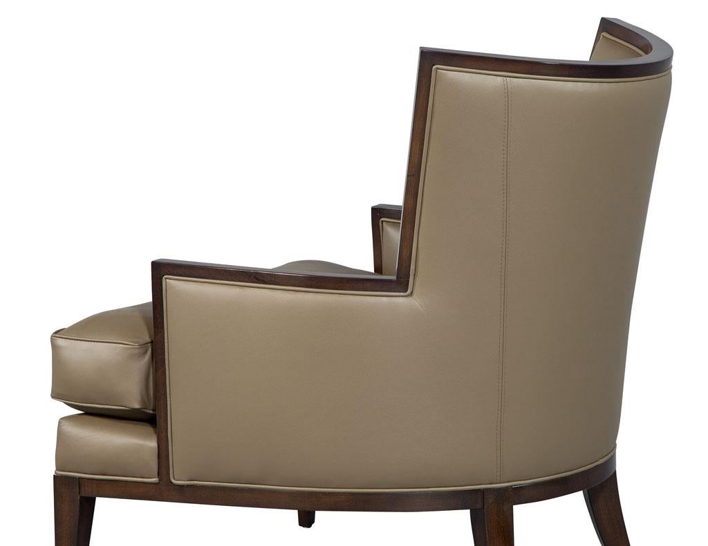 Contemporary Pair of Carrocel Custom Leather Modern Wingback Armchairs