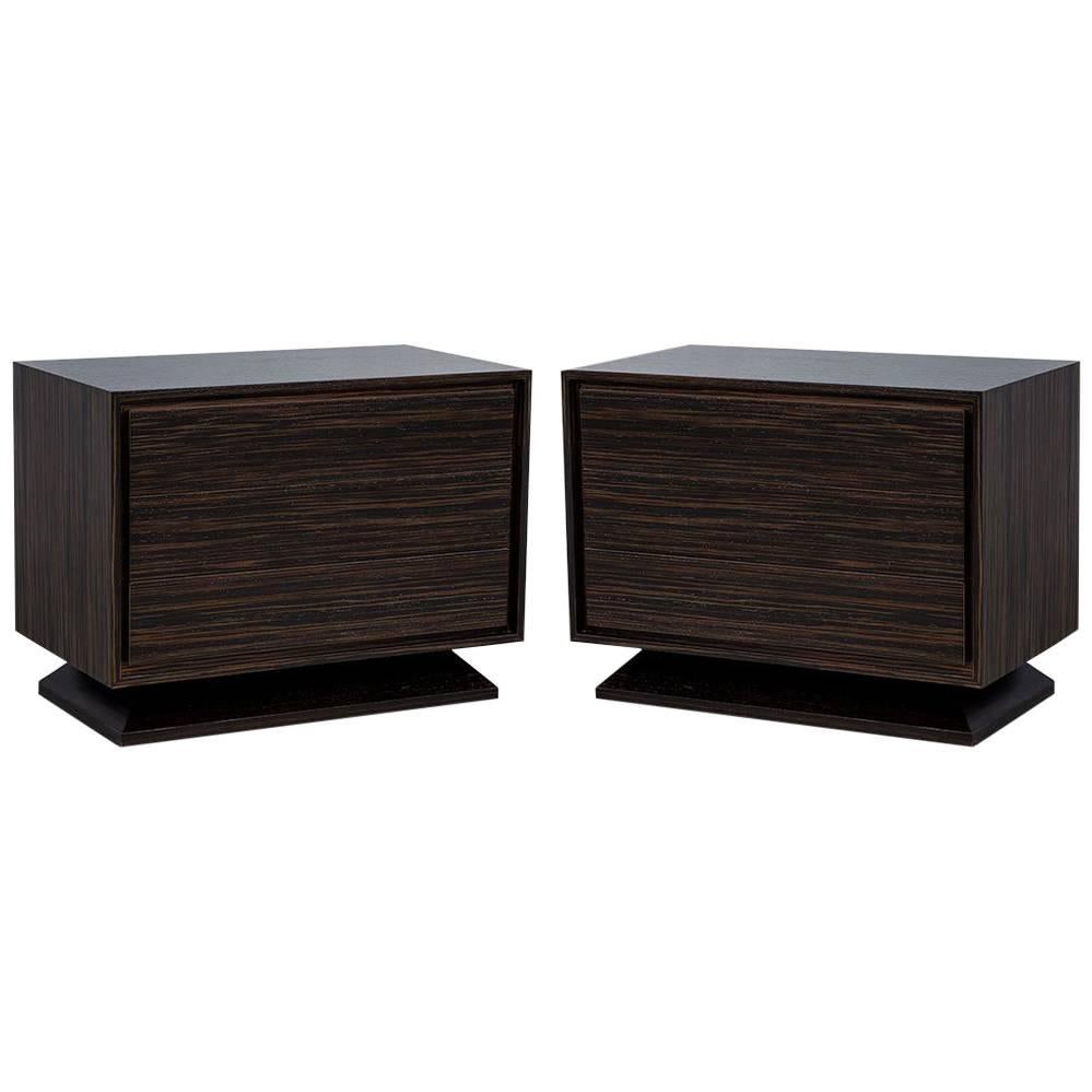 Pair of Carrocel Custom Macassar Nightstands