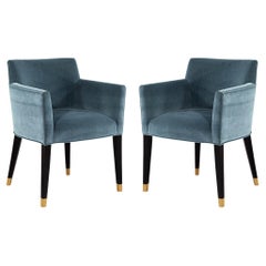 Pair of Carrocel Custom Tonio Dining Chairs with Golden Accents