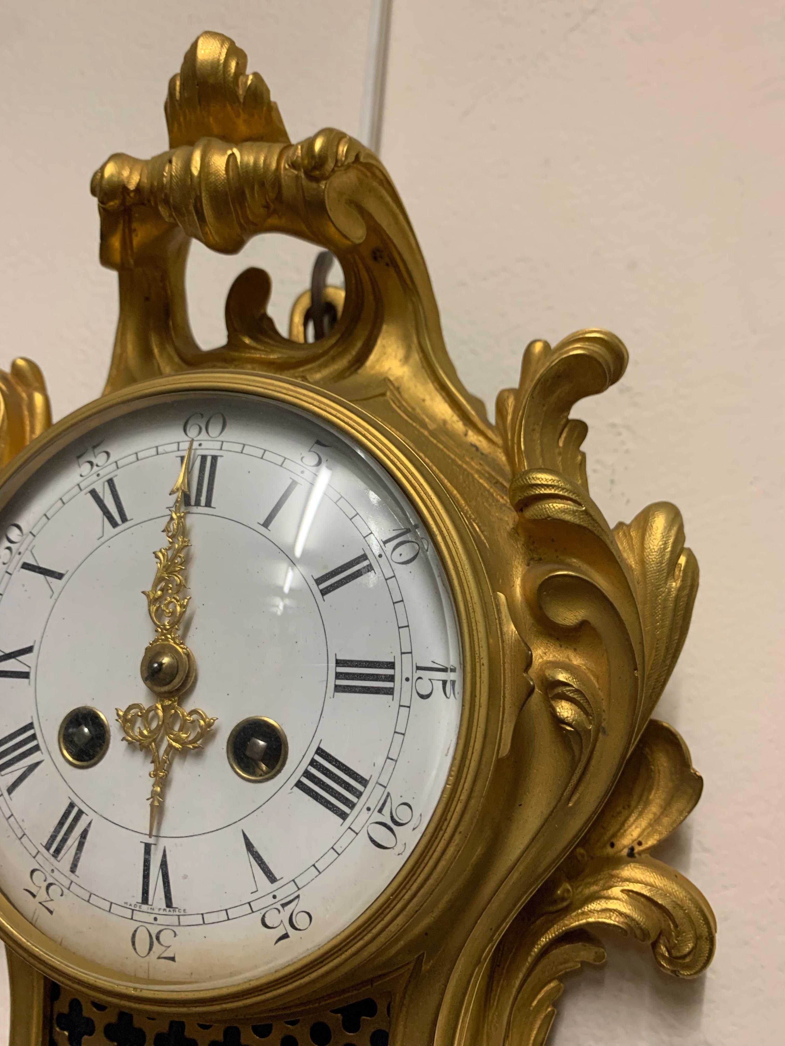 Pair of Cartel and Barometer in Bronze Style Louis XV In Good Condition For Sale In Los Angeles, CA