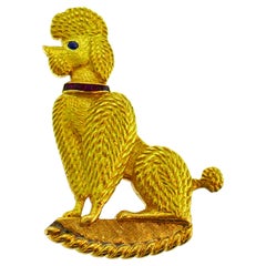 Cartier Yellow Gold Poodle Clip Pin Brooch, 1950s