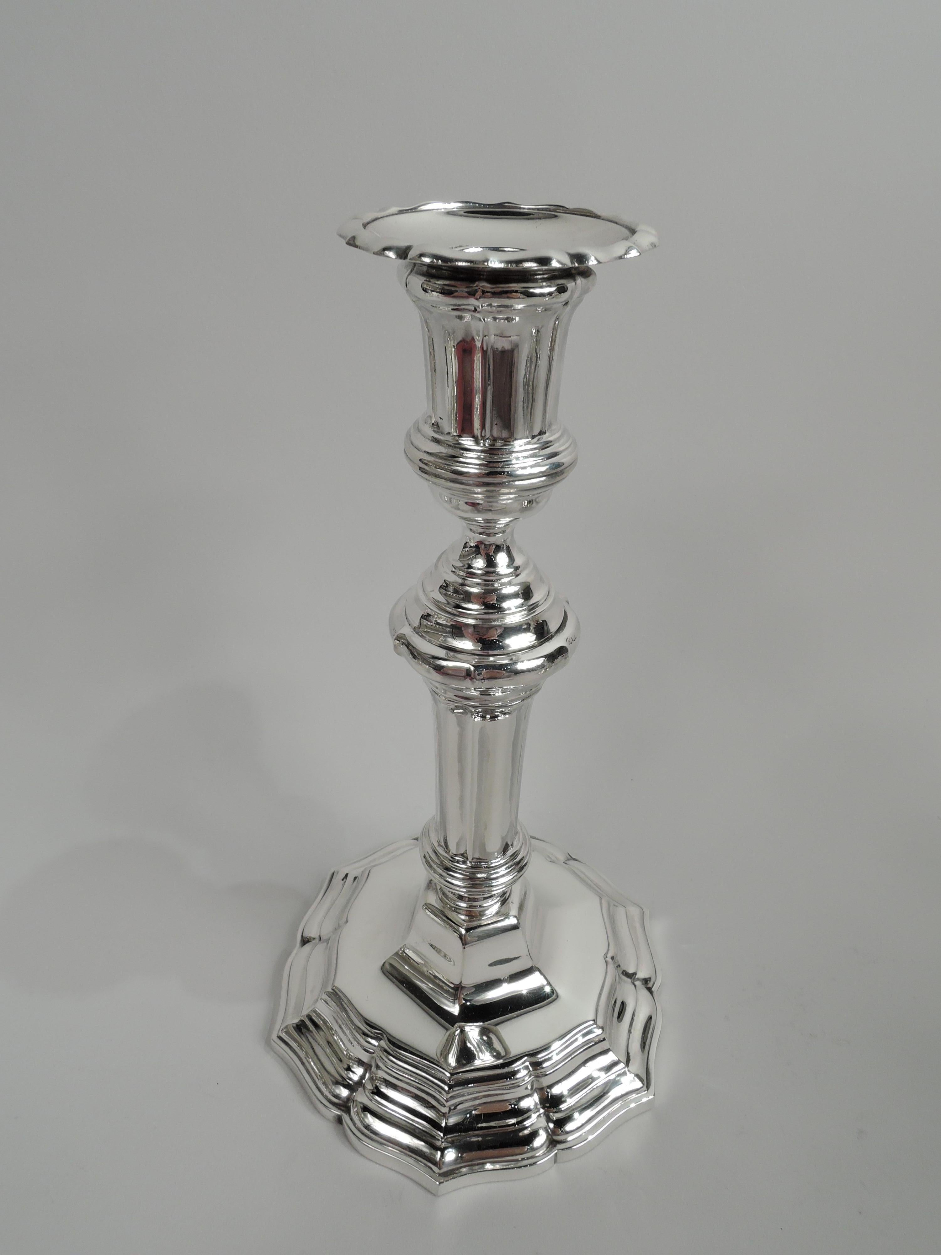 20th Century Pair of Cartier French Modern Classical Silver 5-Light Candelabra