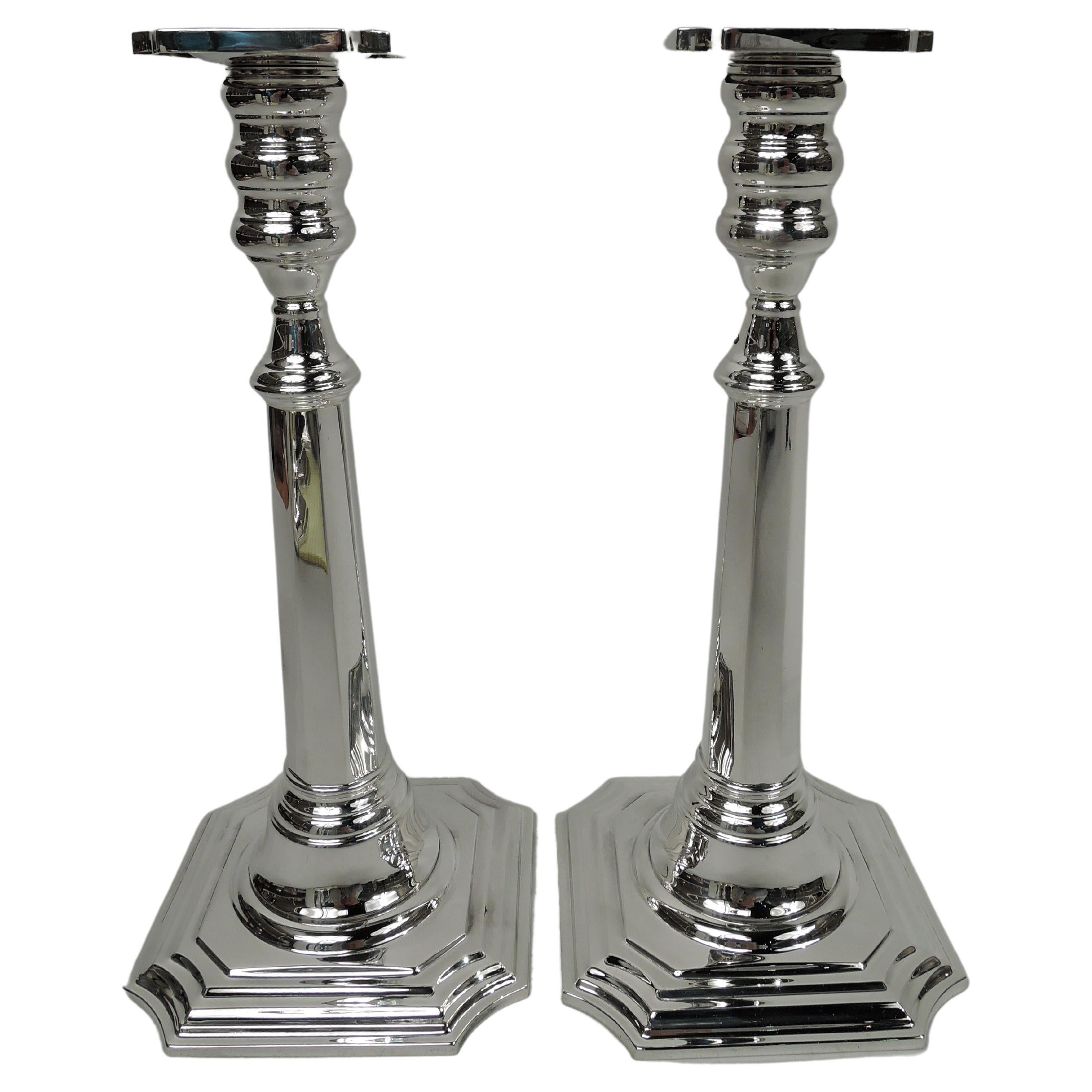Pair of Cartier Midcentury Classical Sterling Silver Candlesticks