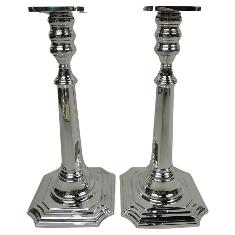 Pair of Cartier Midcentury Classical Sterling Silver Candlesticks For