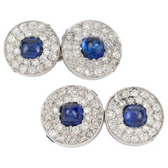 Antique Pair of Cartier Sapphire and Diamond Cufflinks