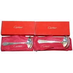 Pair of Cartier Solid Sterling Silver and Gold Gravy Ladles