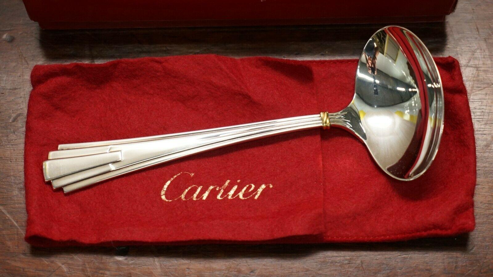 Women's or Men's Pair of Cartier Solid Sterling Silver and Gold Gravy Ladles