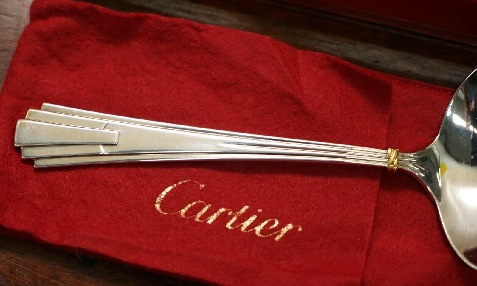 Pair of Cartier Solid Sterling Silver and Gold Gravy Ladles 1