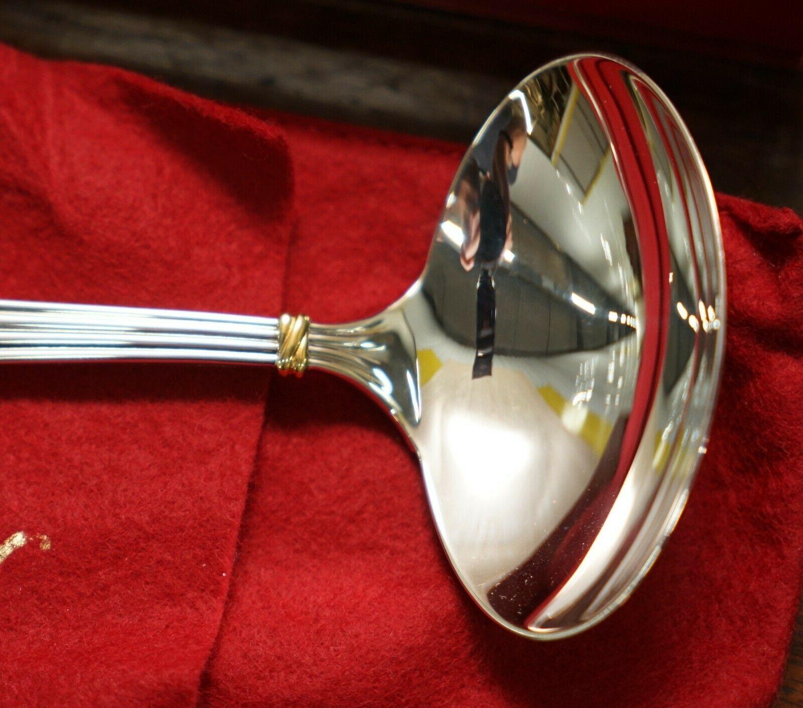 Pair of Cartier Solid Sterling Silver and Gold Gravy Ladles 2