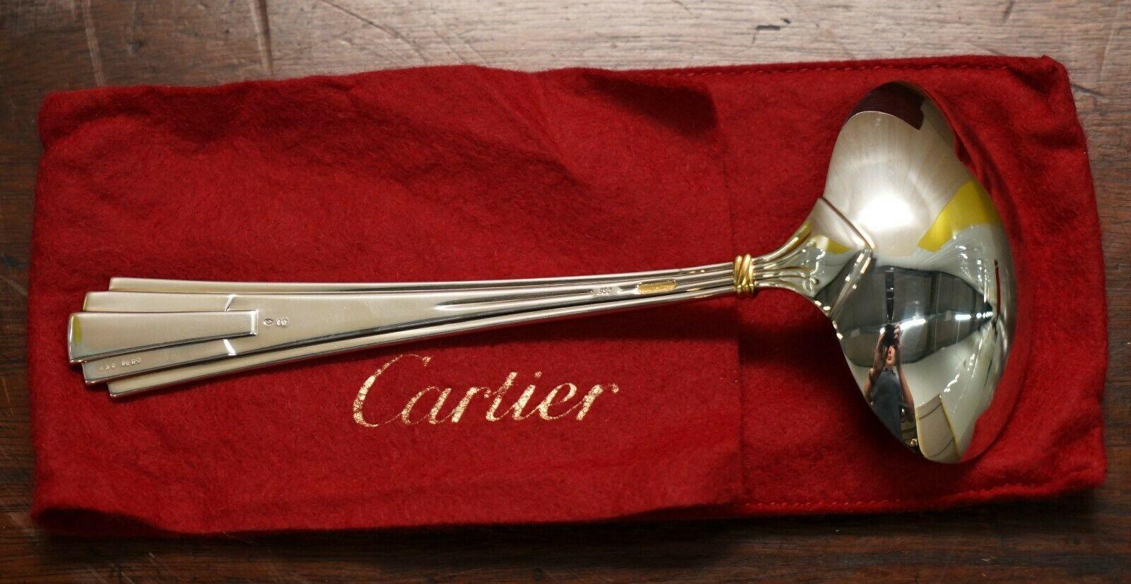 Pair of Cartier Solid Sterling Silver and Gold Gravy Ladles 3