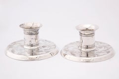 Pair of Cartier Sterling Silver Leopard Panther Candlesticks