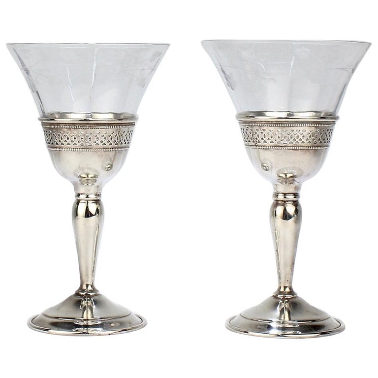 Pair of Cartier Sterling Silver Midcentury Sterling Silver and Glass