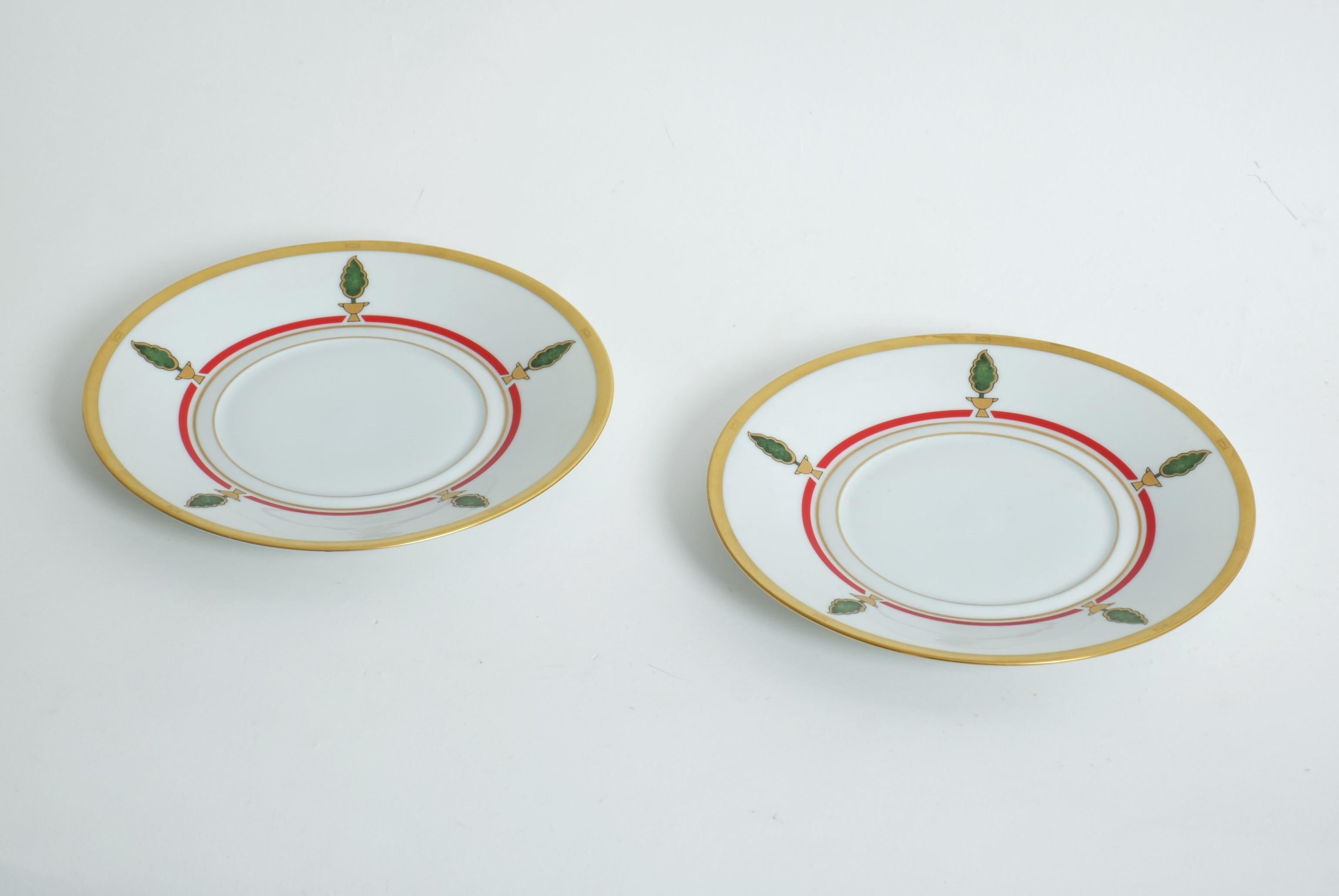 Paire de tasses à thé ou à café Cartier, soucoupes panthère pour porcelaine de Limoges, France en vente 6