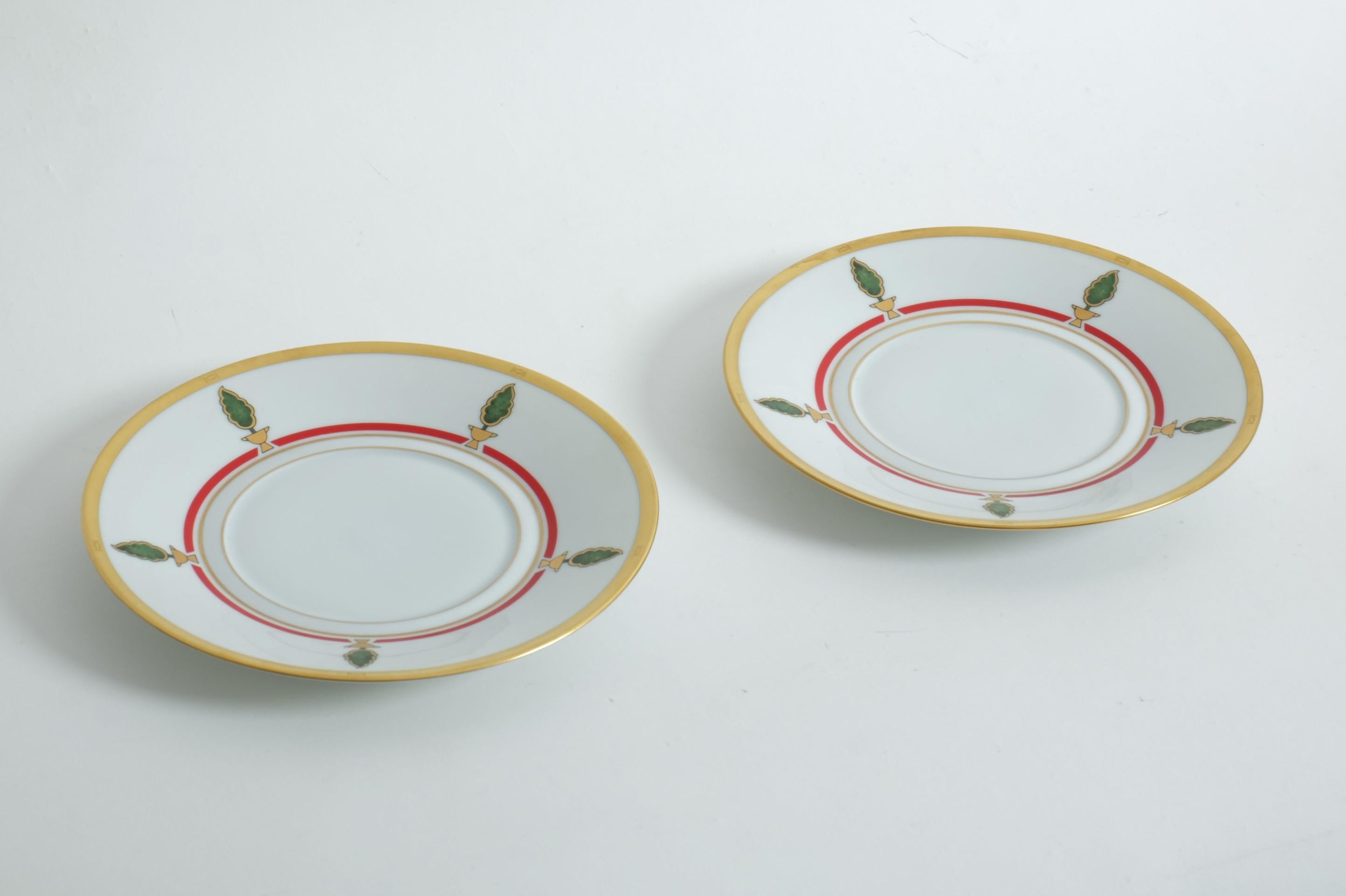 Paire de tasses à thé ou à café Cartier, soucoupes panthère pour porcelaine de Limoges, France en vente 7