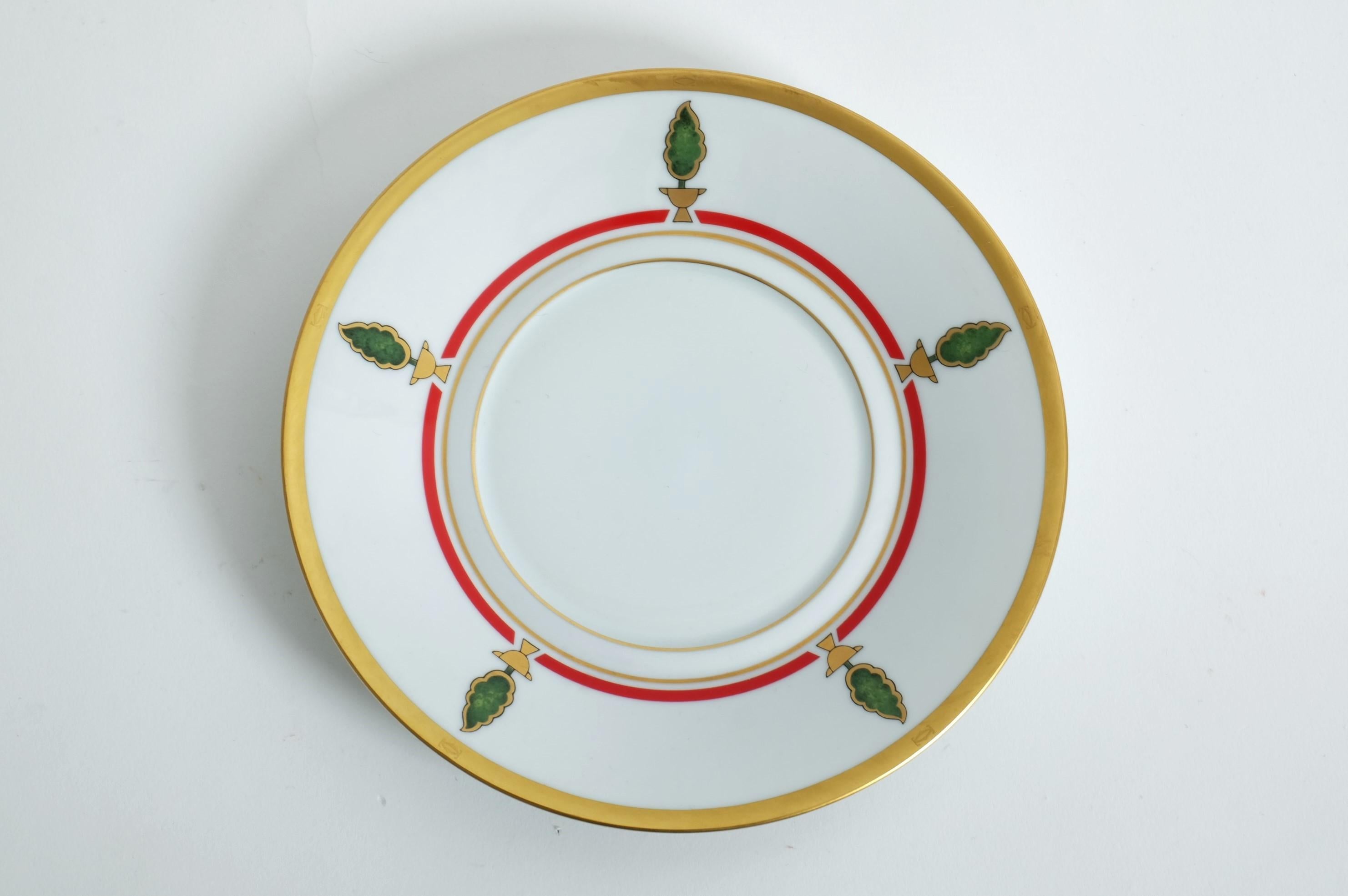 Paire de tasses à thé ou à café Cartier, soucoupes panthère pour porcelaine de Limoges, France en vente 8