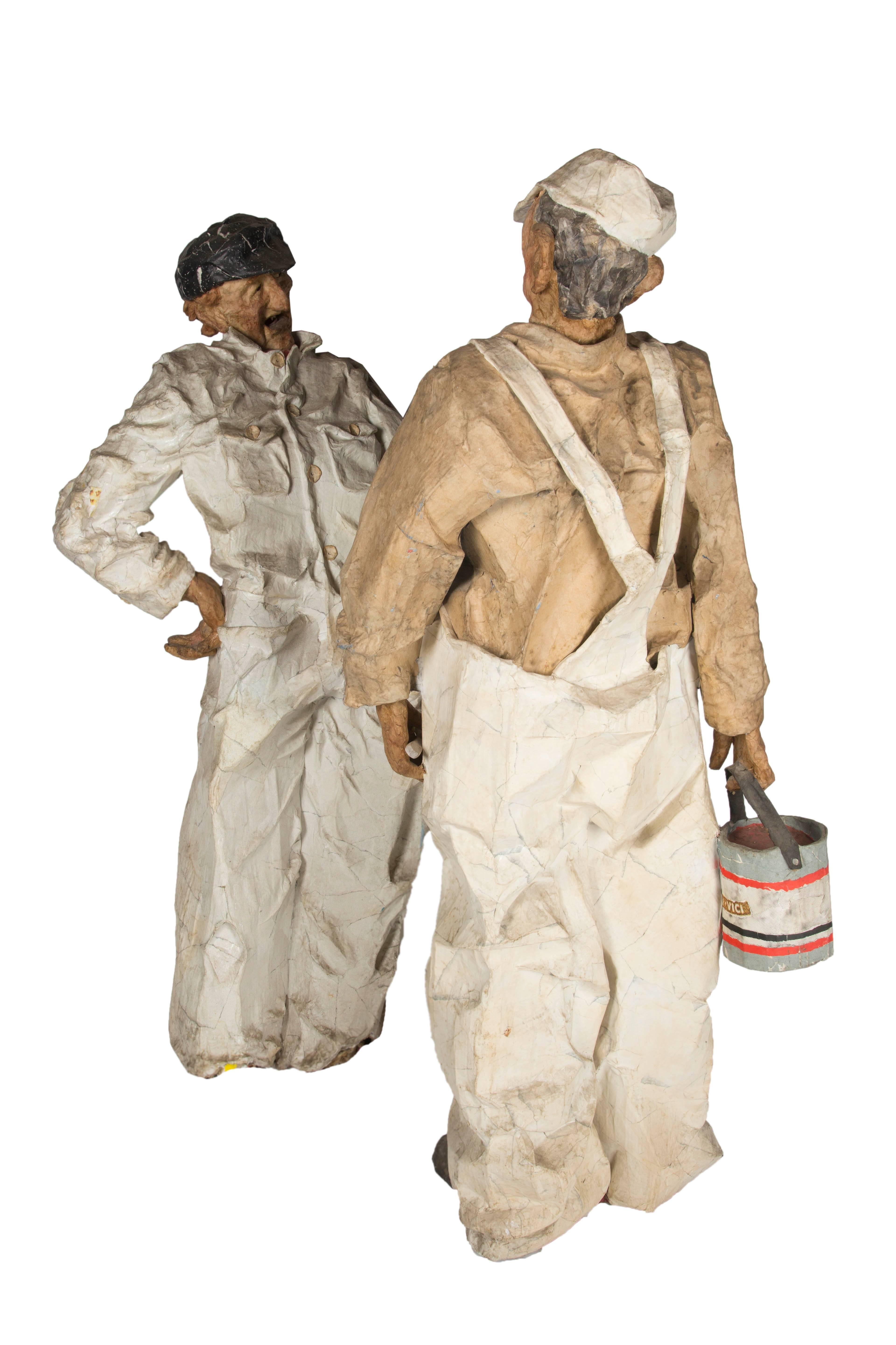 Pair of Carton Papier-Mâché Figures In Good Condition For Sale In Oxfordshire, GB