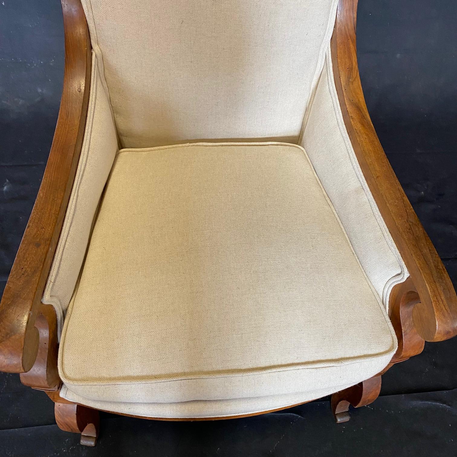 Pair of French 19th Century Walnut Neoclassical Empire Restoration Armchairs 8