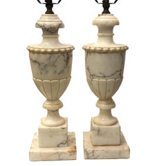 Pair of Carved Alabaster Lamps