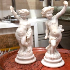 Pair of Carved Alabaster Putti