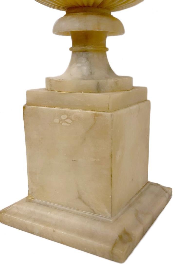 Pair of Carved Alabaster Table Lamps In Good Condition In New York, NY