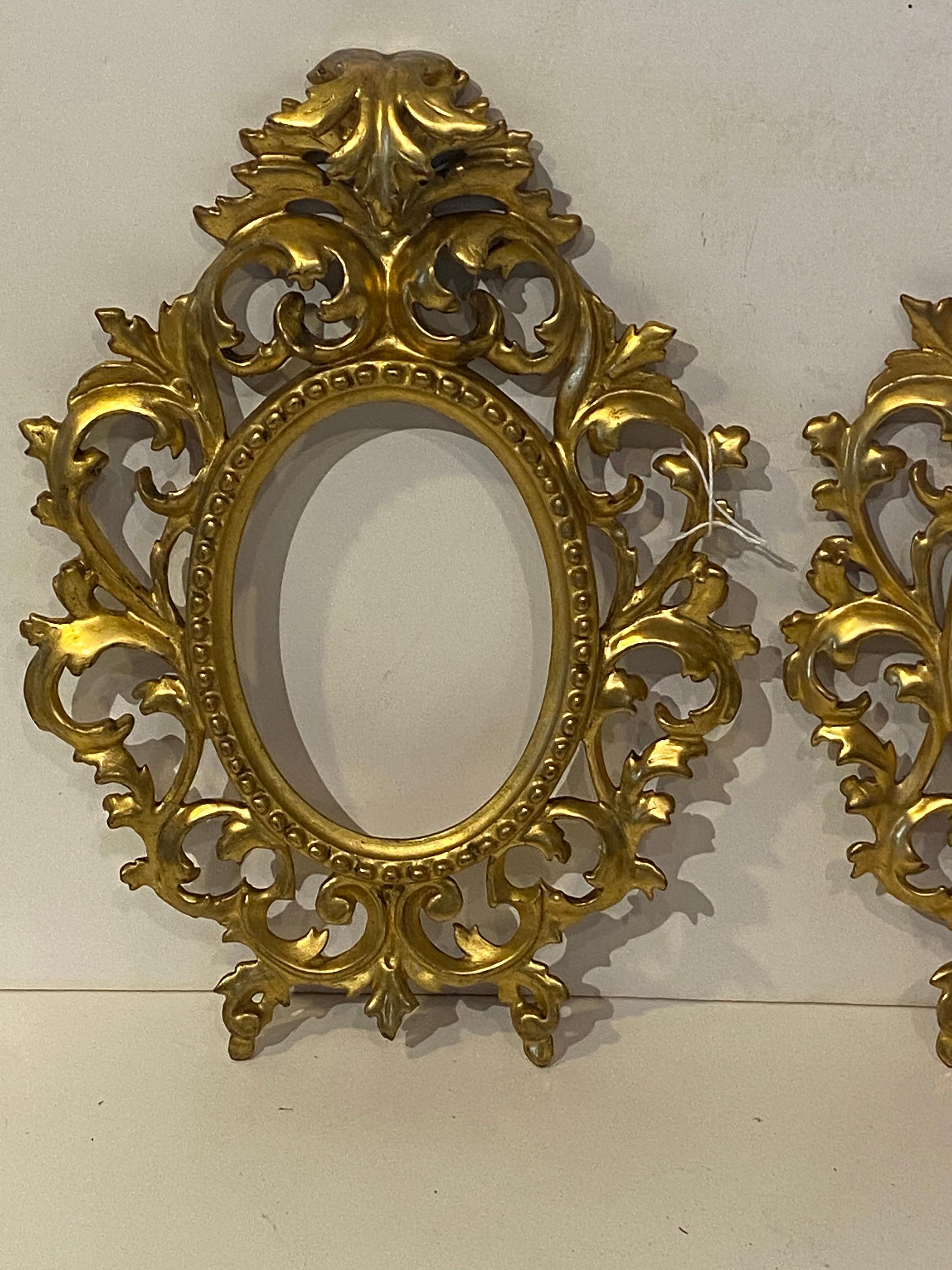 Rococo Pair of Carved and Gilded Frames for Porcelain Plaques, circa 1900