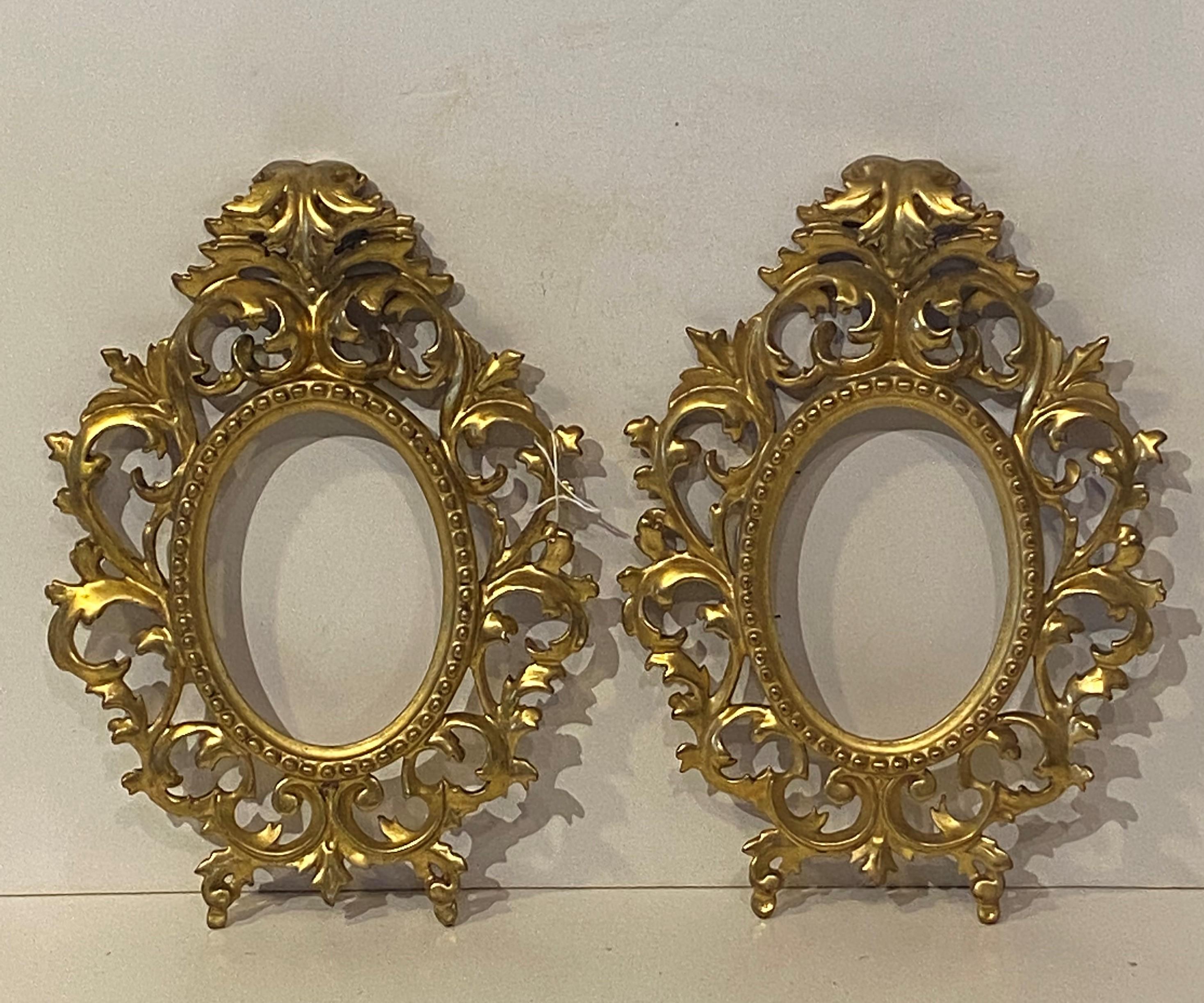 European Pair of Carved and Gilded Frames for Porcelain Plaques, circa 1900
