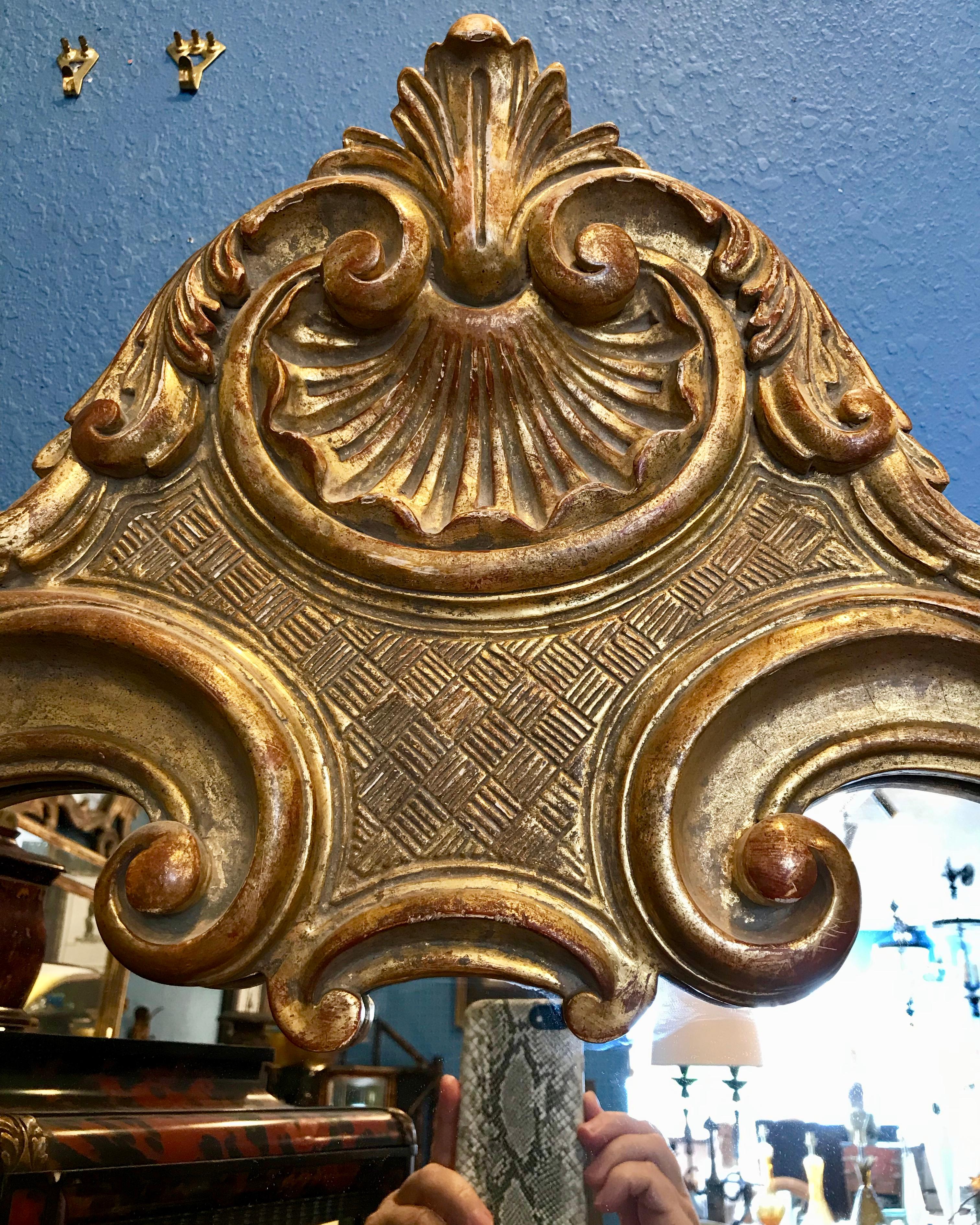 Wood Pair of Carved and Gilded Mirrors