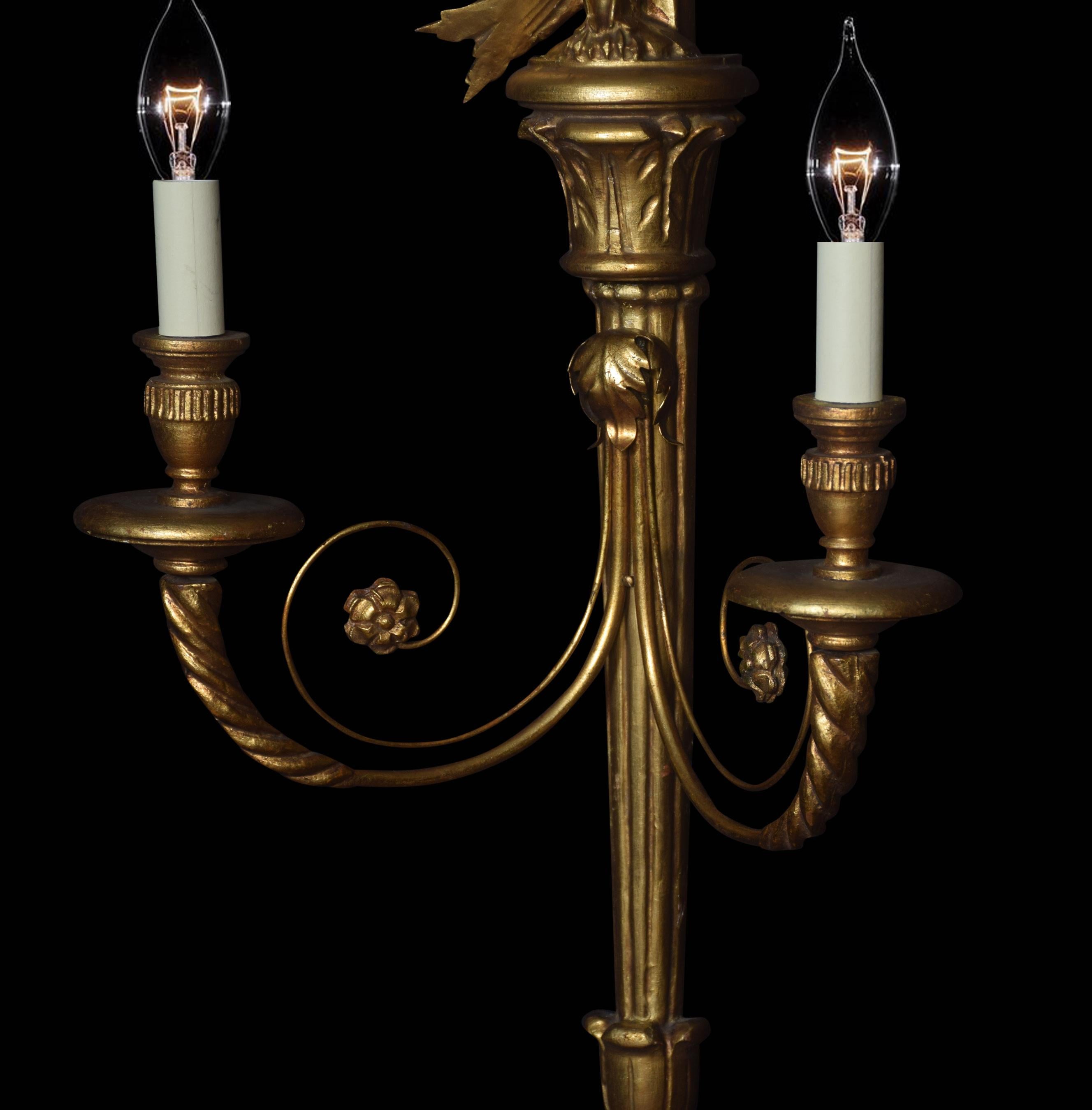 Pair of Carved and Gilded Wall Lights For Sale 1