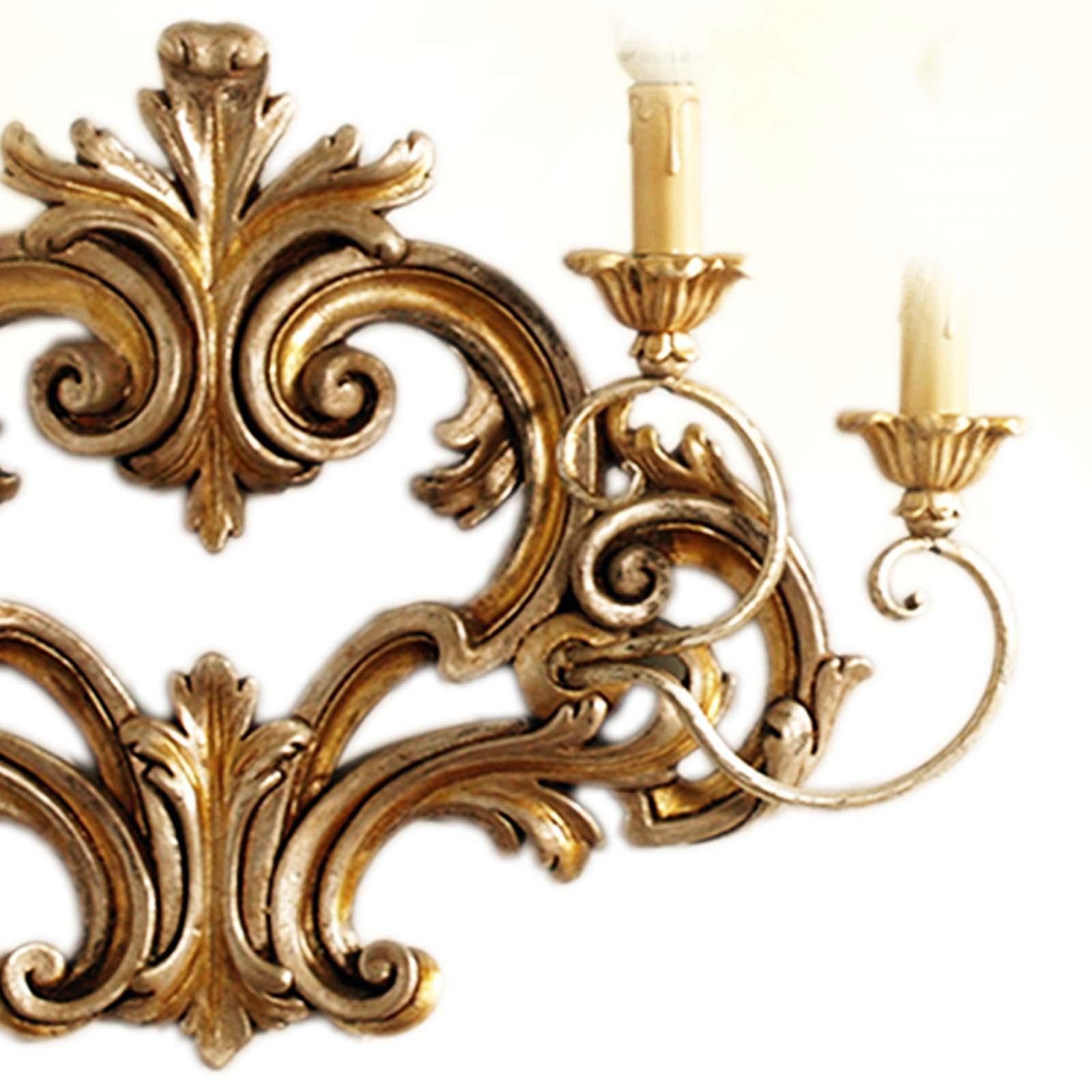 Hand-Carved Pair of Carved and Gilded Wood Ornamental Sconces Testolini Freres Venetian work For Sale