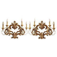 Pair of Carved and Gilded Wood Ornamental Sconces Testolini Freres Venetian work
