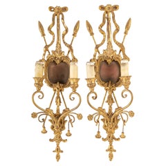 Pair of Carved and Gilded Wood Sconces, Italian work