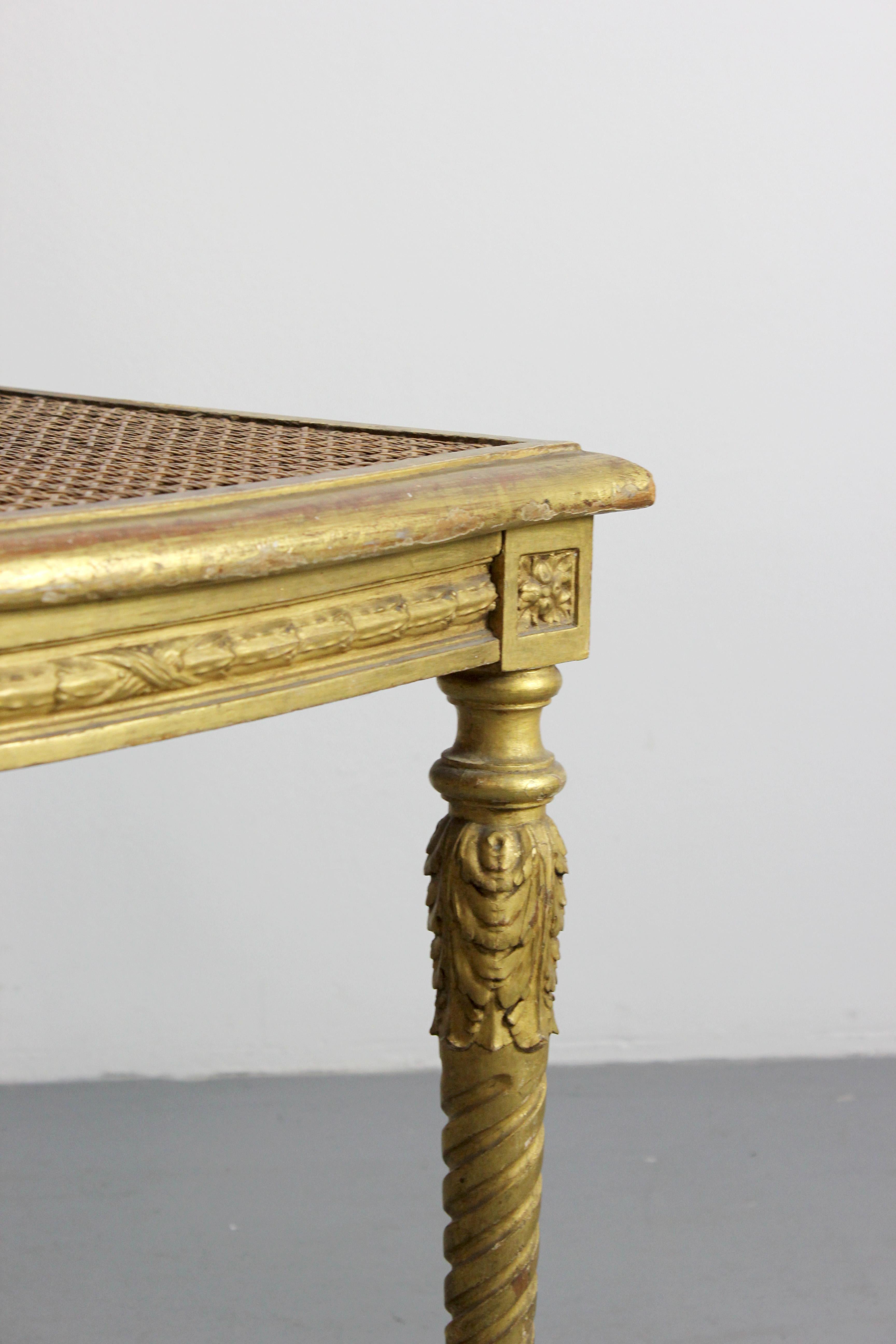Pair of carved and gilded wooden chairs with lattice seat - Louis XVI - For Sale 7