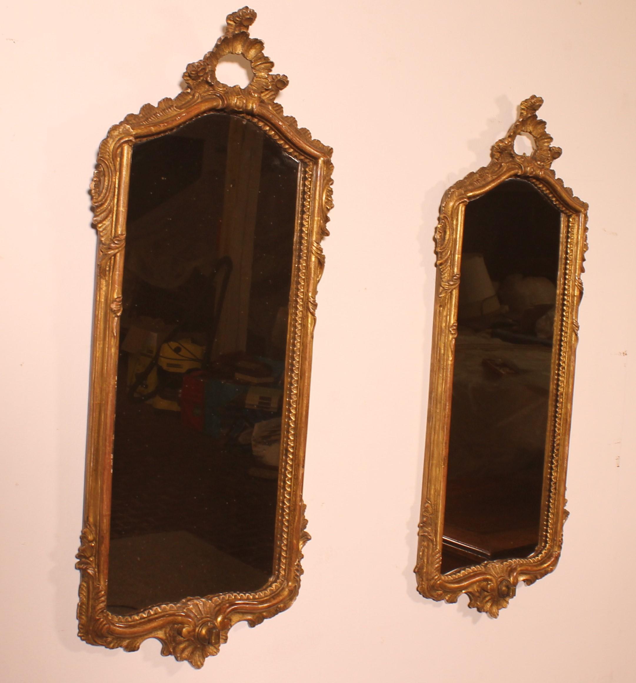 Pair Of Carved And Gilded Wooden Mirrors 4